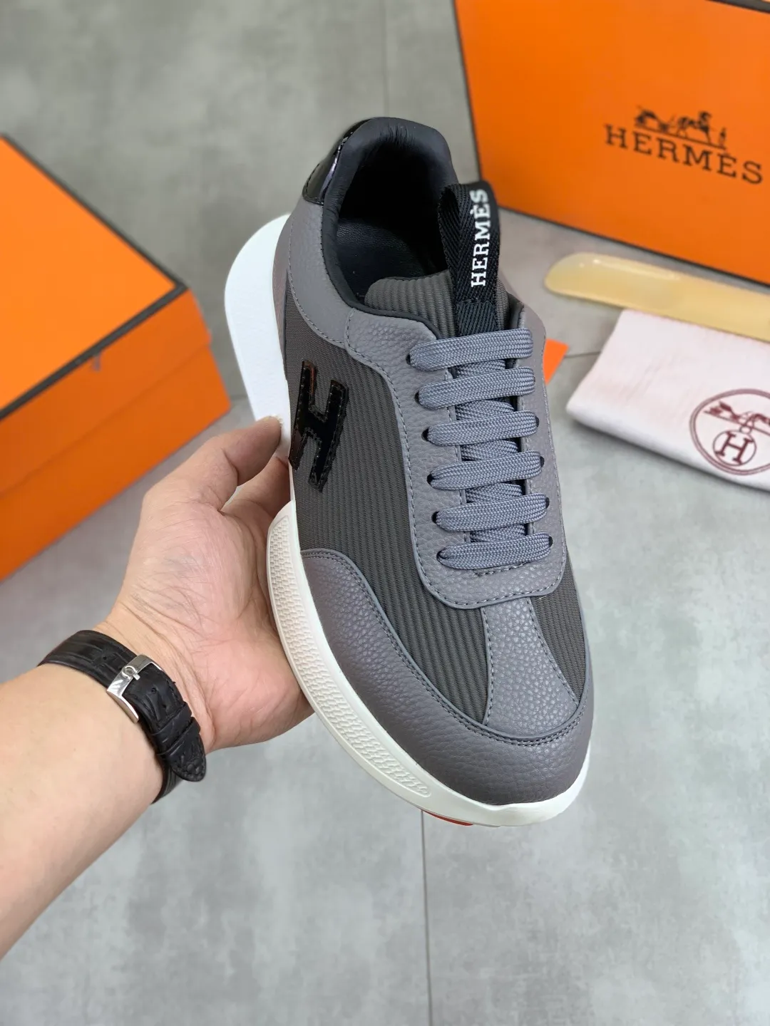 Men's men's shoes P460 new style [HERMES] Hermès - High-end quality original order - Upper: 🔝Nappa calfskin, sewn brand 'H' totem - Inner: water-dyed cowhide - Outsole: ultra-light TPU foam; molded outsole - Ultra-high quality control·Fine workmanship: highlighted (high-end·nobility·grade) -Size: 38-44 (45 can be customized)·